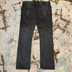 Rock Revival Mens Thor Straight Black Distressed Jeans Size 32